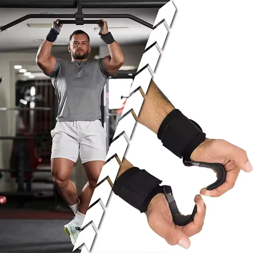 2/1PC Weight Lifting Hook Grips with Wrist Wraps Gym Hand-Bar Wrist Strap